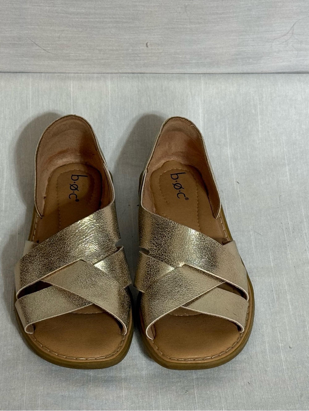 BOC Kamryn Gold Metallic Sandals Women’s 6 Comfort Slip On Slide